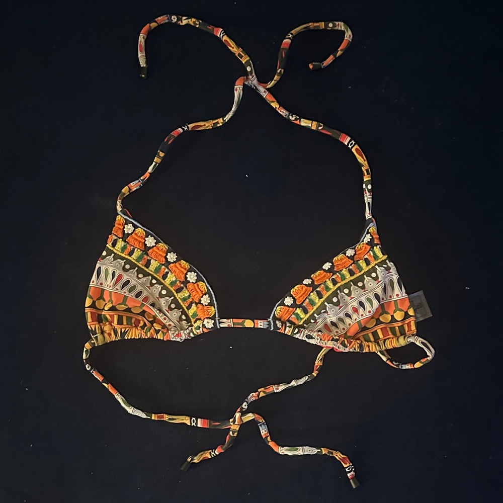 Agua Bendita Orange and Black Bikini Top